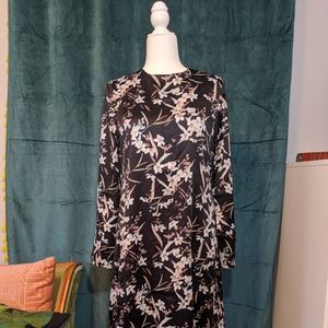 Ruby Long Floral Dress Black and Pink Size Small